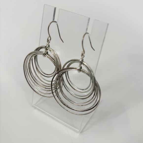 Lot of 5 Pairs of Earrings, Silver-Toned, Drop, Dangle, and Hand-Painted Designs - Picture 11 of 11